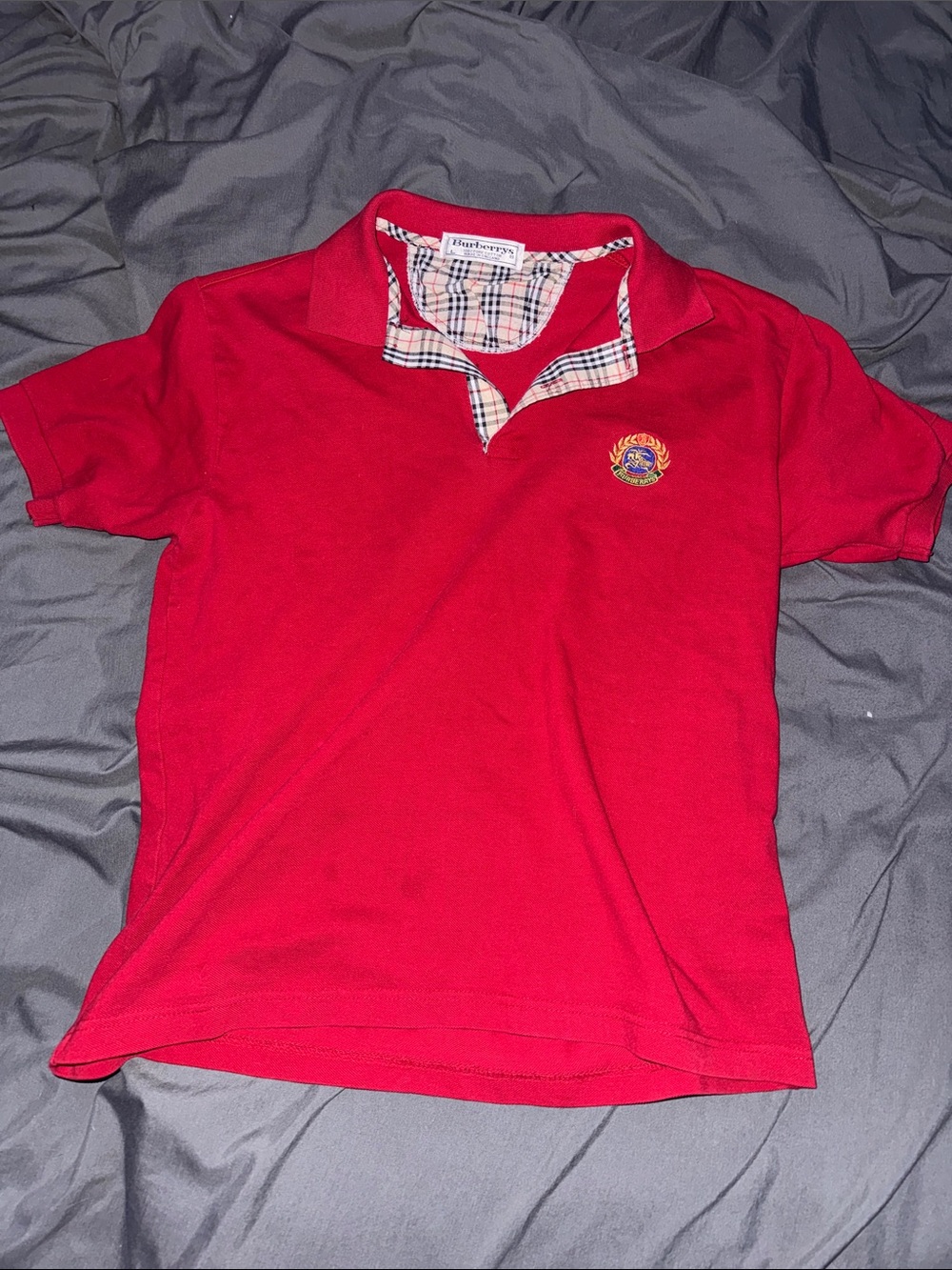 Burberry Red Polo with Signature Check Trim